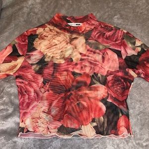 Mesh Rose Crop Top